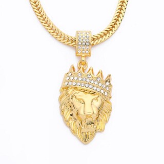 Foto 3 | Foto 3 | Collar Huoguo Con Forma De León Con Diamantes De Imitación Completamente Helados Para Hombre - Venta Internacional.