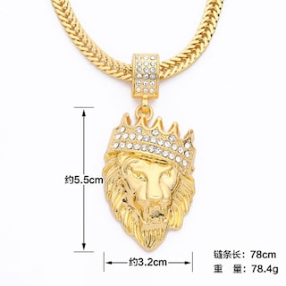 Foto 4 | Foto 4 | Collar Huoguo Con Forma De León Con Diamantes De Imitación Completamente Helados Para Hombre - Venta Internacional.