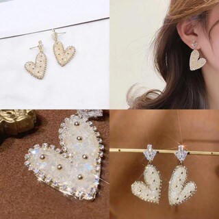 Foto 2 | Foto 2 | Pendientes De Tuerca Huoguo Diamond Hollow Love Con Incrustaciones De Diamantes De Imitación - Venta Internacional.
