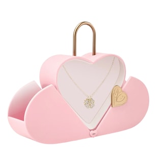 Foto 1 | Foto 1 | Collar Lab.g Dama Corazón Y Trébol Mujer 18k Oro De Caja De Regalo Rosa