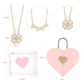 Foto 2 | Foto 2 | Collar Lab.g Dama Corazón Y Trébol Mujer 18k Oro De Caja De Regalo Rosa