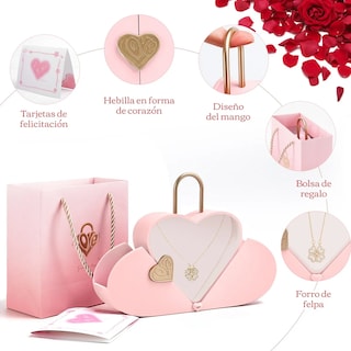 Foto 3 | Foto 3 | Collar Lab.g Dama Corazón Y Trébol Mujer 18k Oro De Caja De Regalo Rosa