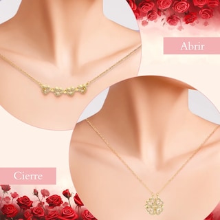 Foto 4 | Foto 4 | Collar Lab.g Dama Corazón Y Trébol Mujer 18k Oro De Caja De Regalo Rosa