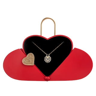 Foto 1 | Foto 1 | Collar Lab.g Dama Corazón Y Trébol Mujer 18k Oro De Caja De Regalo Rojo