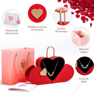 Foto 2 | Foto 2 | Collar Lab.g Dama Corazón Y Trébol Mujer 18k Oro De Caja De Regalo Rojo