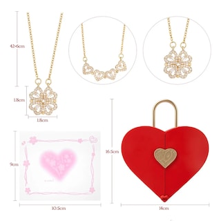 Foto 3 | Foto 3 | Collar Lab.g Dama Corazón Y Trébol Mujer 18k Oro De Caja De Regalo Rojo
