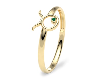 Foto 1 | Foto 1 | Anillo del Zodiaco Tauro Amelie Joyas Oro 10k Piedra Verde Nro. 8-8.5
