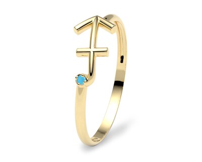 Foto 1 | Foto 1 | Anillo del Zodiaco Sagitario Amelie Joyas Oro 10k Turquesa Nro. 7-7.5