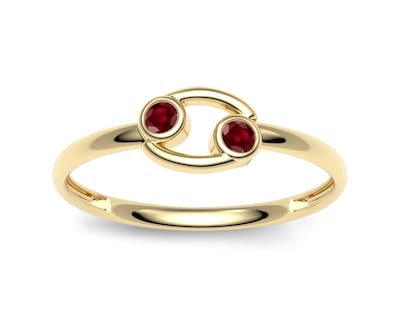 Foto 2 | Foto 2 | Anillo del Zodiaco Cáncer Amelie Joyas Oro 10k Piedra Roja Nro. 8-8.5