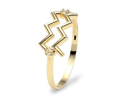 Foto 1 | Foto 1 | Anillo del Zodiaco Acuario Amelie Joyas Oro 10k Nro. 7-7.5