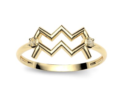 Foto 2 | Foto 2 | Anillo del Zodiaco Acuario Amelie Joyas Oro 10k Nro. 7-7.5