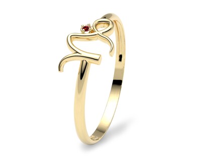 Foto 1 | Foto 1 | Anillo Del Zodiaco Capricornio Amelie Joyas Oro 10k Granate Nro. 6-6.5