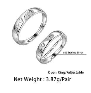 Foto 2 | Foto 2 | Anillo de Plata Fina 925 Corazón 2 Piezas
