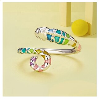 Foto 2 | Foto 2 | Anillo De Plata 925 Con Forma De Camaleón Arcoíris, Tamaño Ajustable - Venta Internacional.