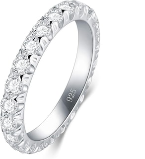 Foto 1 | Foto 1 | Xtellar Anillo De Plata De Ley Con Circonita Cúbica, Elegante Banda De Plata De Ley De 3 Mm