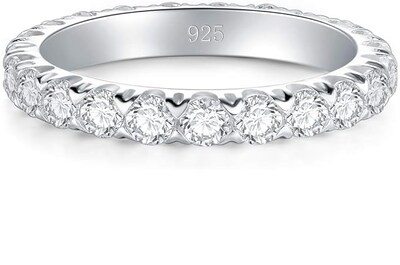 Foto 2 | Foto 2 | Xtellar Anillo De Plata De Ley Con Circonita Cúbica, Elegante Banda De Plata De Ley De 3 Mm