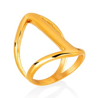 Foto 2 | Foto 2 | Anillo West Coast Jewelry Elya De Acero Inoxidable Chapado En Oro - Venta Internacional.