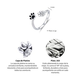 Foto 5 | Foto 5 | Anillo Chulada, Huellitas Perro De Plata .925 Con Chapa De Platino, Se Pude Mojar
