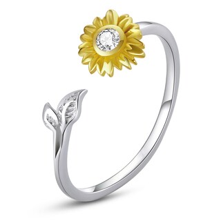 Foto 1 | Foto 1 | Anillo Chulada, Flor Girasol De Plata .925 Con Chapa De Platino, Se Pude Mojar