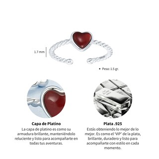 Foto 5 | Foto 5 | Anillo Chulada Corazón Ágata De Plata .925 Con Chapa De Platino Se Pude Mojar