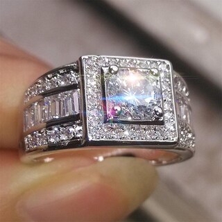 Foto 2 | Foto 2 | Anillo Huoguo Fashion Elegante Geométrico Cuadrado Con Circonitas De Diamante - Venta Internacional.