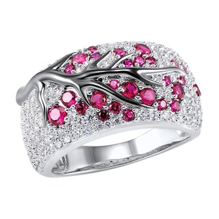 Foto 1 | Foto 1 | Anillo Huoguo Rama De Ciruelo Flores Fusias Y Diamantes Para Mujer - Venta Internacional.