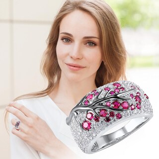 Foto 2 | Foto 2 | Anillo Huoguo Rama De Ciruelo Flores Fusias Y Diamantes Para Mujer - Venta Internacional.