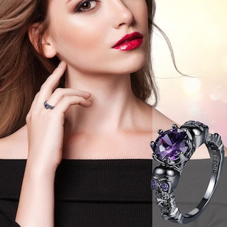 Foto 4 | Foto 4 | Anillo Huoguo Con Diseño De Esqueleto De Circonio Con Incrustaciones De Cobre Para Parejas - Venta Internacional.