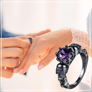 Foto 5 | Foto 5 | Anillo Huoguo Con Diseño De Esqueleto De Circonio Con Incrustaciones De Cobre Para Parejas - Venta Internacional.