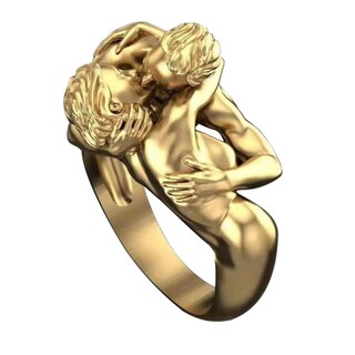 Foto 2 | Foto 2 | Anillo Huoguo Exaggerated Love Series Para Pareja Antialérgico - Venta Internacional.