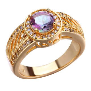 Foto 1 | Foto 1 | Anillo Huoguo Con Incrustaciones De Piedra Colorida Europea Galvanizada En Oro - Venta Internacional.