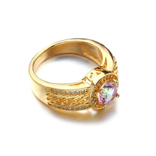 Foto 5 | Foto 5 | Anillo Huoguo Con Incrustaciones De Piedra Colorida Europea Galvanizada En Oro - Venta Internacional.