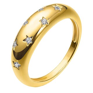 Foto 1 | Foto 1 | Anillo Huoguo Chapado En Oro De 18 Quilates Con 7 Circonitas Para Mujer - Venta Internacional.