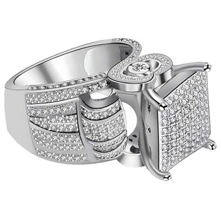 Foto 4 | Foto 4 | Circonia Anillos De Compromisohigh Monaco Mxzwp-007 2 Piezas Plata