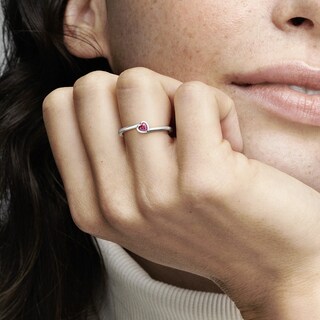 Foto 6 | Foto 6 | Anillo Pandora Solitario Corazón Inclinado Rojo Original 199267c01 Joyería De Lujo Para Mujer Ideal Para Regalo Elegante