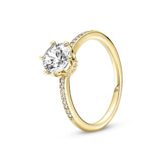 Foto 1 | Foto 1 | Anillo Pandora Solitario Corona Reluciente Transparente 14k 168289c01 Baño De Oro 14k Joyería De Lujo Mujer Ideal
