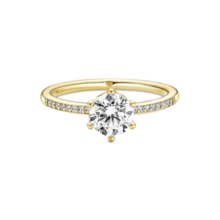 Foto 2 | Foto 2 | Anillo Pandora Solitario Corona Reluciente Transparente 14k 168289c01 Baño De Oro 14k Joyería De Lujo Mujer Ideal