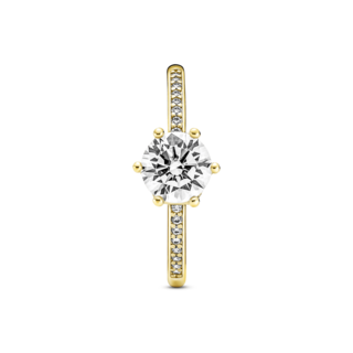 Foto 3 | Foto 3 | Anillo Pandora Solitario Corona Reluciente Transparente 14k 168289c01 Baño De Oro 14k Joyería De Lujo Mujer Ideal