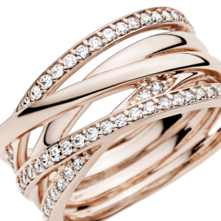 Foto 4 | Foto 4 | Anillo Pandora Entrelazado Cz Clara Recubrimiento En Oro 14k 180919cz Baño De Oro 14k Joyería De Lujo Mujer Ideal