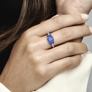 Foto 4 | Foto 4 | Anillo Pandora Reluciente Con Tres Piedras Azules 192389c01 Joyería De Lujo Para Mujer Ideal Para Regalo Elegante