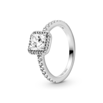 Anillo Pandora Cuadrado Con Halo Brillante Plata Original 198863c01 Joyería De Lujo Para Mujer Ideal Para Regalo Elegante