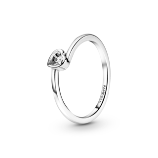 Foto 1 | Foto 1 | Anillo Pandora Solitario Corazón Inclinado Transparente 199267c02 Joyería De Lujo Para Mujer Ideal Para Regalo Elegante