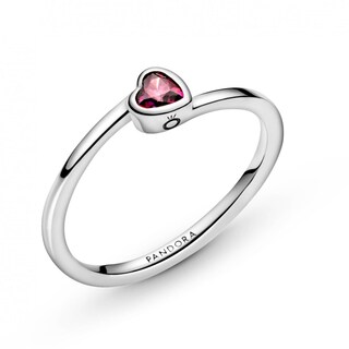 Foto 1 | Foto 1 | Anillo Pandora Solitario Corazón Inclinado Rojo Original 199267c01 Joyería De Lujo Para Mujer Ideal Para Regalo Elegante