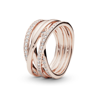 Foto 1 | Foto 1 | Anillo Pandora Entrelazado Cz Clara Recubrimiento En Oro 14k 180919cz Baño De Oro 14k Joyería De Lujo Mujer Ideal