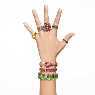 Foto 5 | Foto 5 | Anillo Swarovski Matrix Talla Baguette Verde Baño Tono Oro 5648913 Baño De Oro 14k Joyería De Lujo Para Mujer Ideal Para Regalo