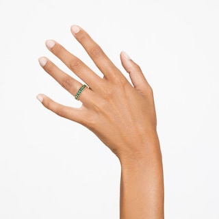 Foto 8 | Foto 8 | Anillo Swarovski Matrix Talla Baguette Verde Baño Tono Oro 5648909 Baño De Oro 14k Joyería De Lujo Para Mujer Ideal Para Regalo