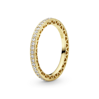 Foto 1 | Foto 1 | Anillo Pandora Corazones Con Brillo Recubrimiento En Oro 14k 168655c01 Baño De Oro 14k Joyería De Lujo Mujer Ideal