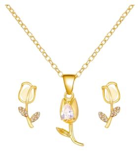 Foto 1 | Foto 1 | Collar Xtellar Tulipán Aretes Asimétricos Baño Oro 18k Kit De Regalo