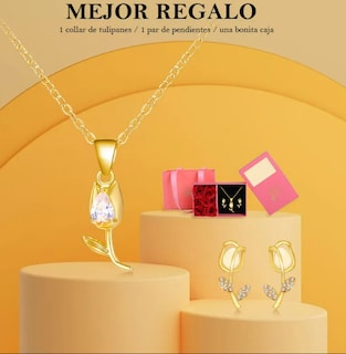Foto 2 | Foto 2 | Collar Xtellar Tulipán Aretes Asimétricos Baño Oro 18k Kit De Regalo