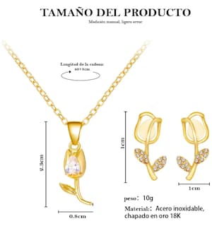 Foto 3 | Foto 3 | Collar Xtellar Tulipán Aretes Asimétricos Baño Oro 18k Kit De Regalo